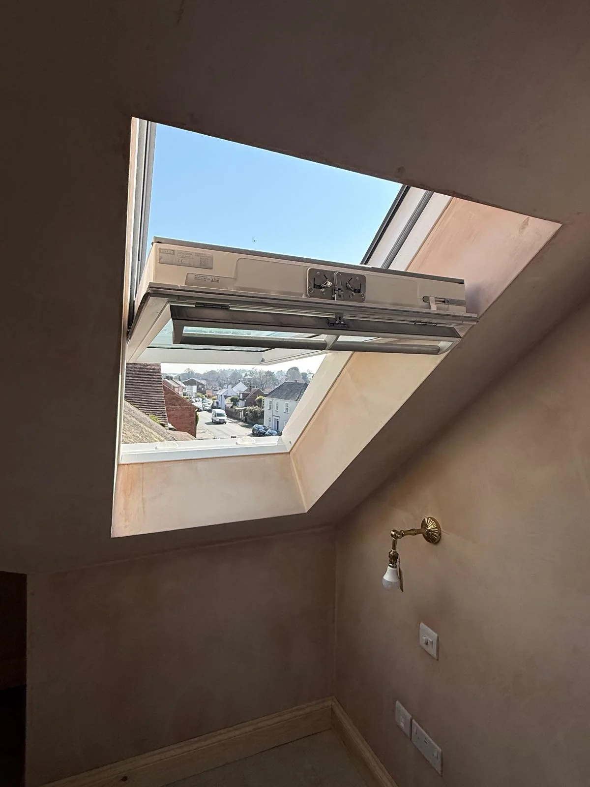Open roof window in loft room